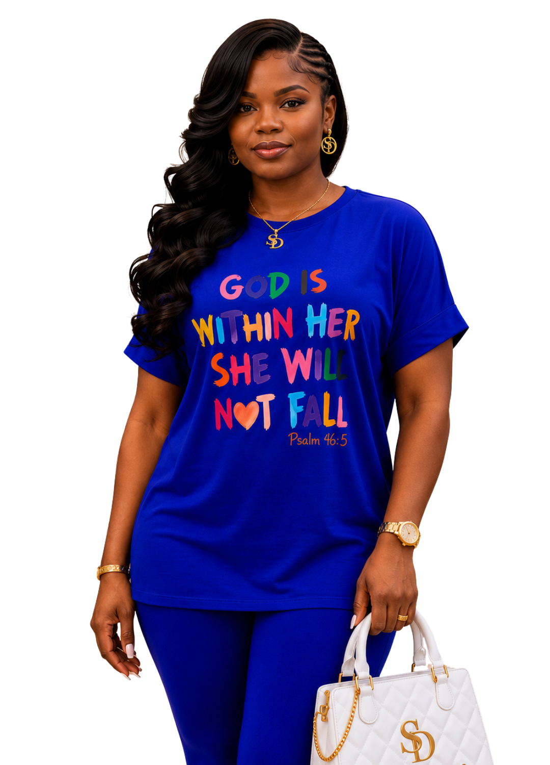 God Is Within Her Loungewear Set (Bright Blue)