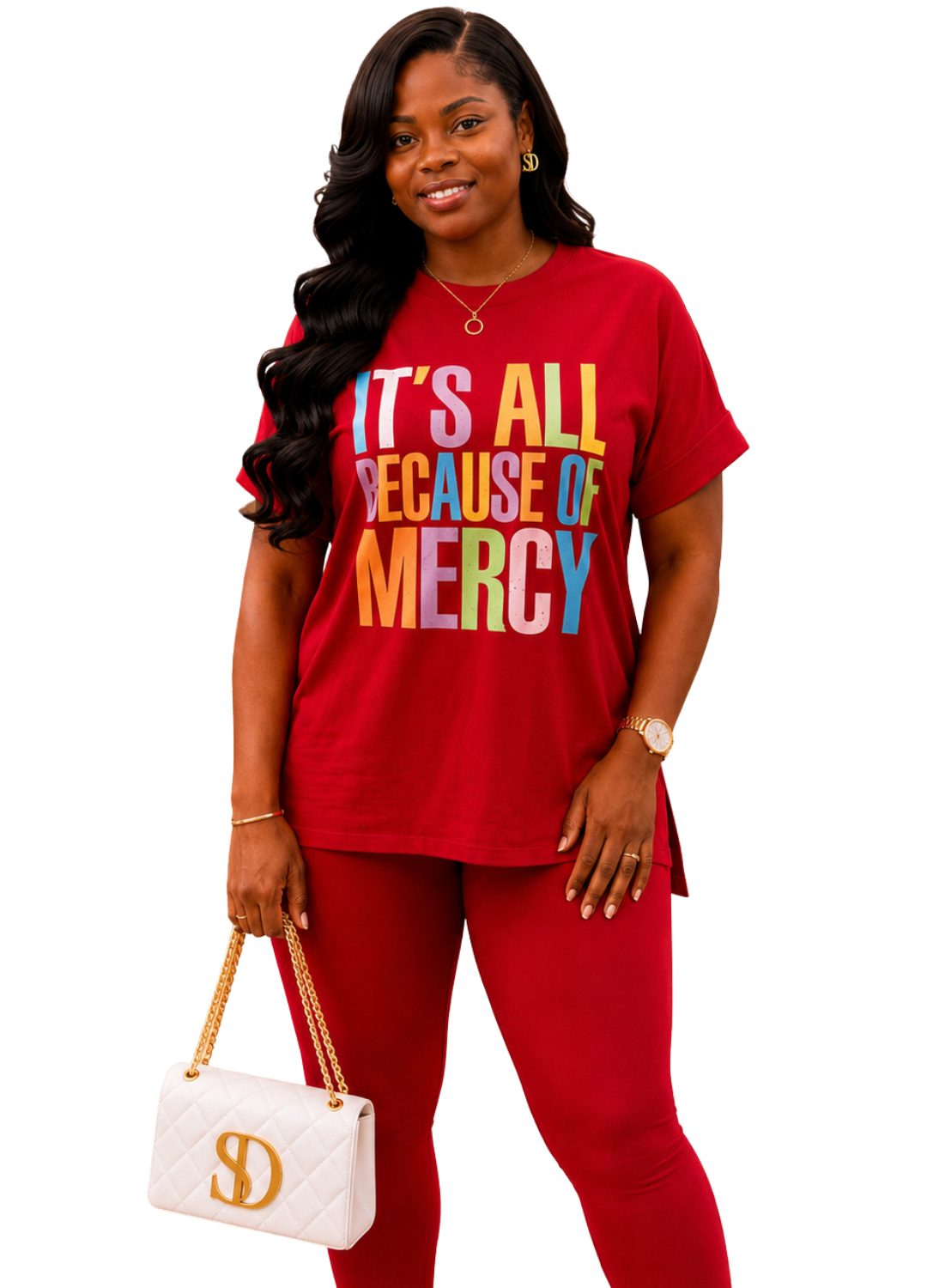 It's All Because of Mercy Loungewear Set – Crimson Red