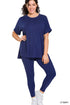 High Quality Buttery-Soft Brushed Microfiber Loungewear Set (Blue)
