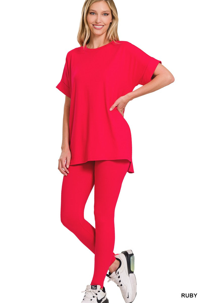 High Quality Buttery-Soft Brushed Microfiber Loungewear Set (Ruby)