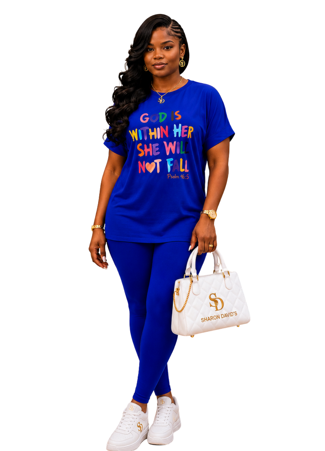 God Is Within Her Loungewear Set (Bright Blue)