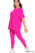 High Quality Buttery-Soft Brushed Microfiber Loungewear Set (Neon Hot Pink)