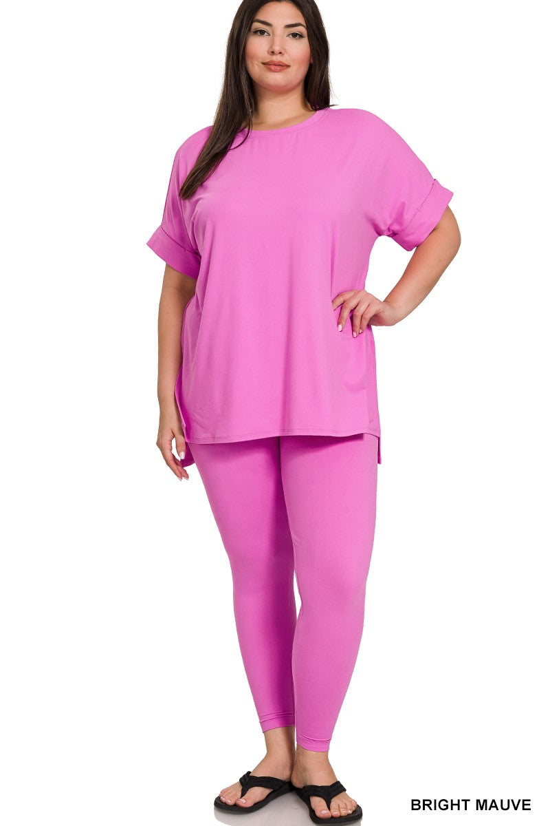 High Quality Buttery-Soft Brushed Microfiber Loungewear Set (Bright Mauve)