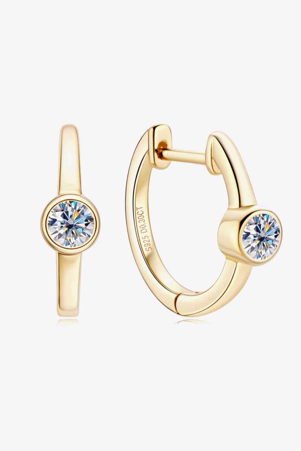 Hope 18k Gold-Plated Inlaid Moissanite Huggie Earrings