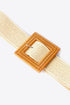Square Buckle Elastic Braid Belt