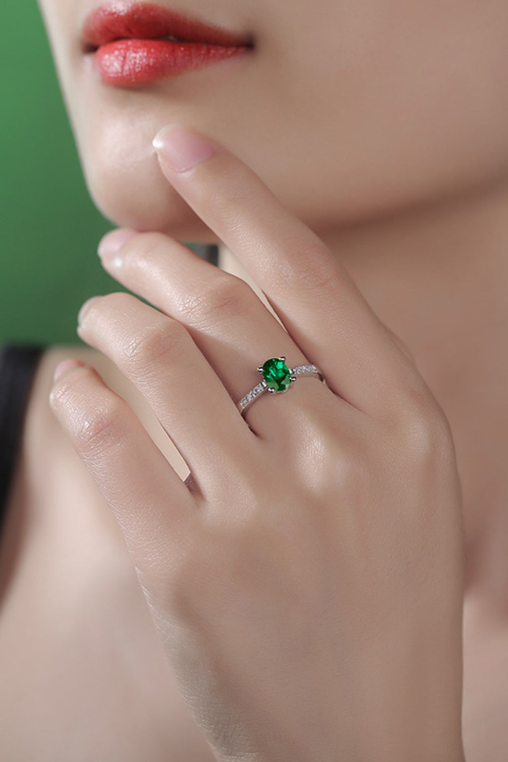 Admire 1 Carat Lab-Grown Emerald Side Stone Ring