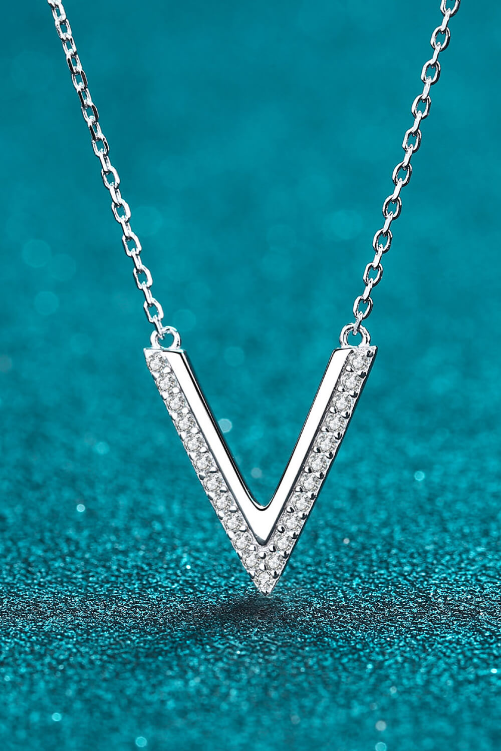 Sterling Silver V Letter Pendant Necklace - Sharon David's