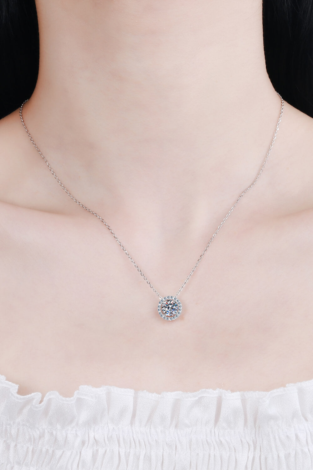 1 Carat Moissanite Round Pendant Chain Necklace - Sharon David's