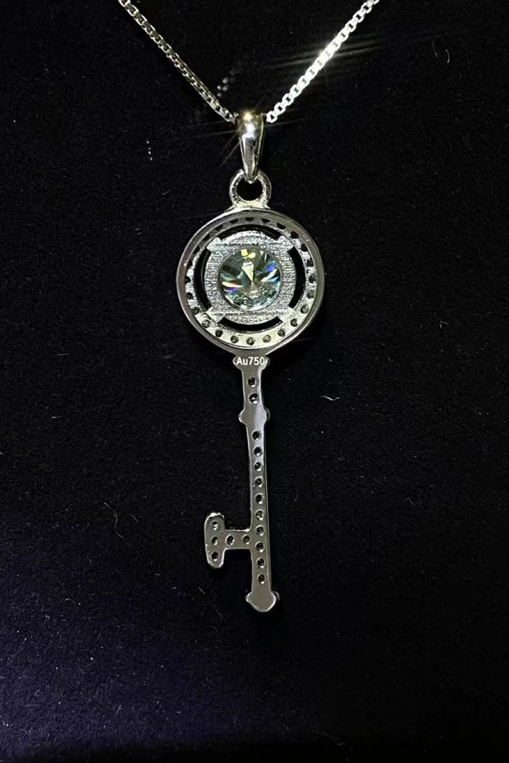 Love Key 1 Carat Moissanite Key Pendant Necklace