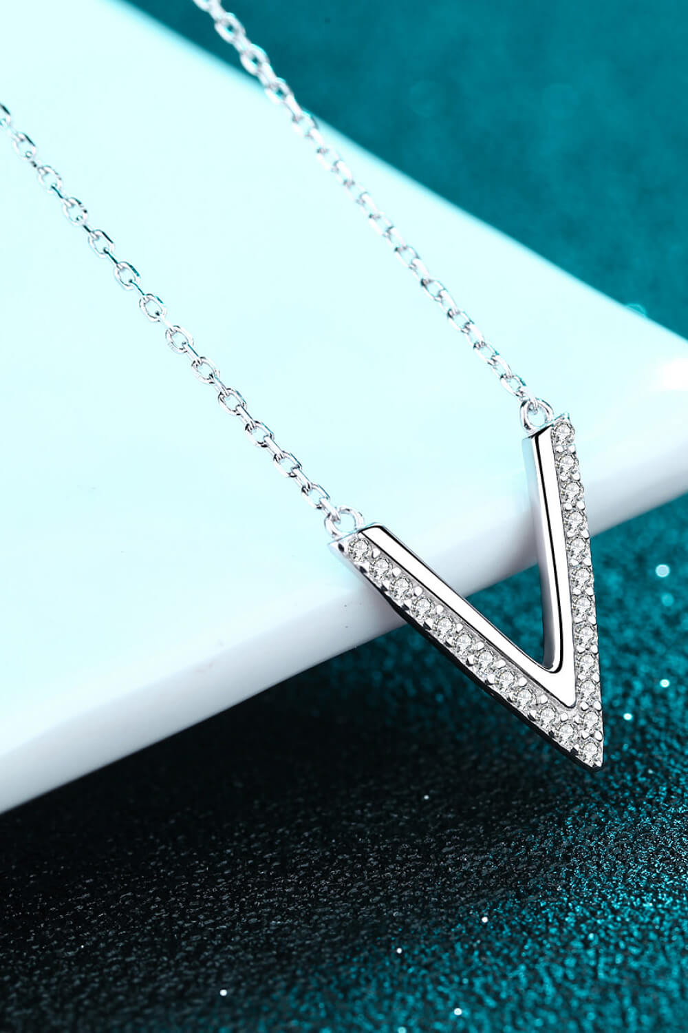 Sterling Silver V Letter Pendant Necklace - Sharon David's