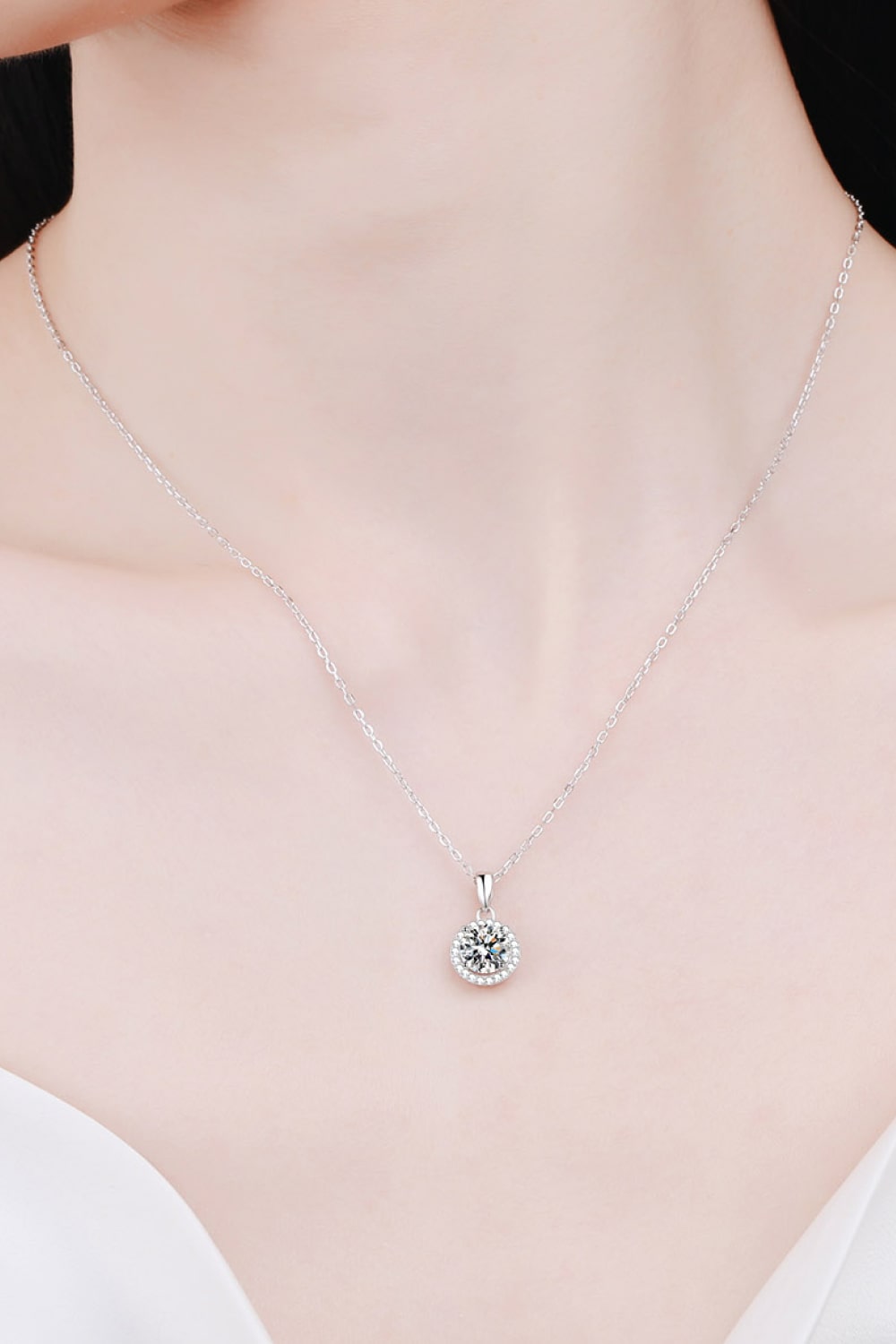 Chance to Charm 1 Carat Moissanite Round Pendant Chain Necklace - Sharon David's