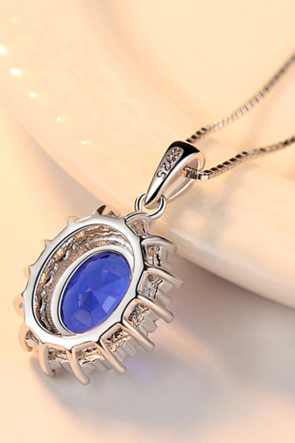 Sparkling Sapphire Pendant 925 Sterling Silver Necklace