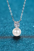 925 Sterling Silver Freshwater Pearl Moissanite Necklace - Sharon David's