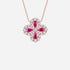 Lab-Grown Ruby 925 Sterling Silver Flower Shape Necklace