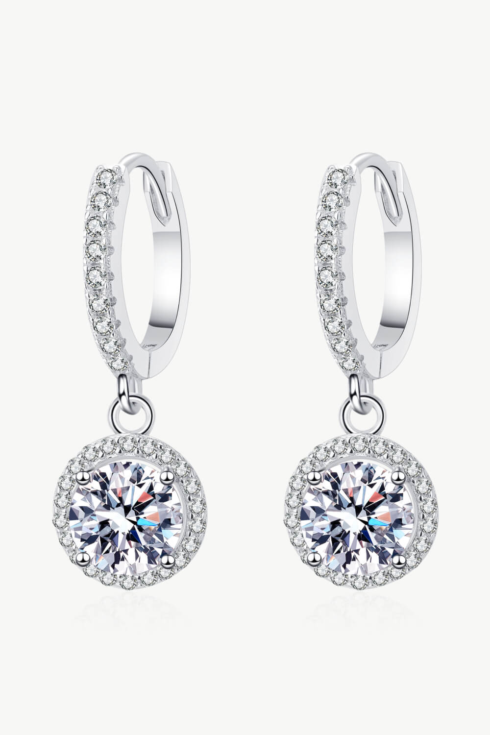 2 Carat Moissanite Round-Shaped Drop Earrings - Sharon David's