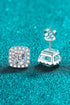 925 Sterling Silver Inlaid 2 Carat Moissanite Square Stud Earrings