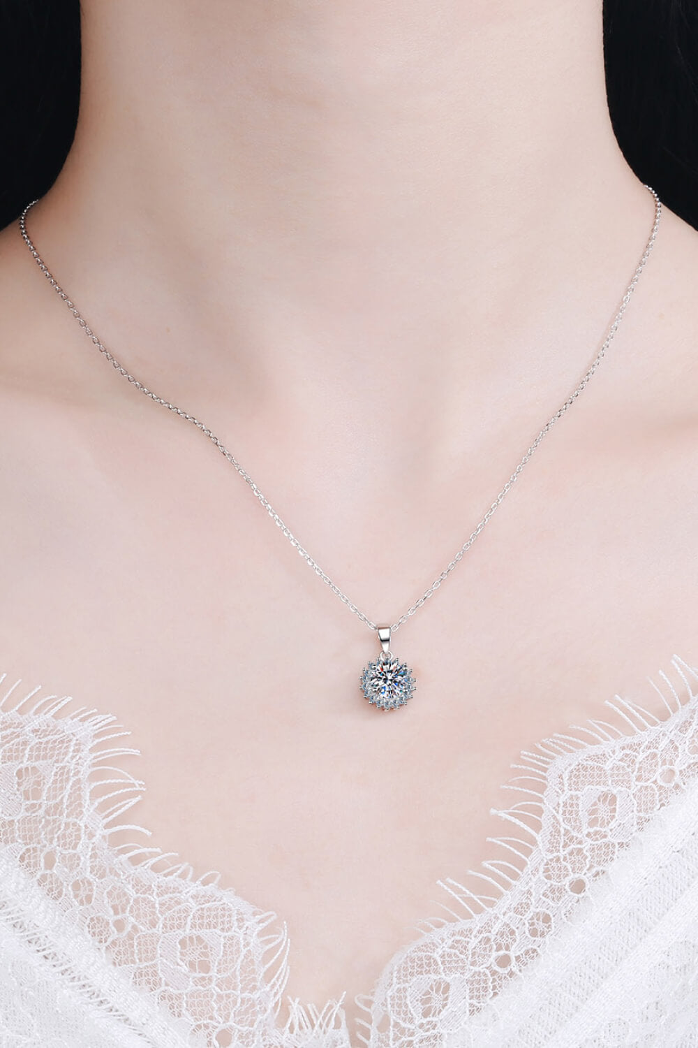 925 Sterling Silver Moissanite Pendant Necklace - Sharon David's
