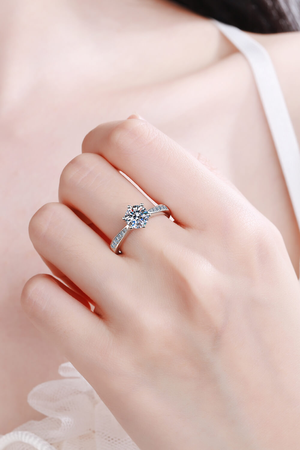 925 Sterling Silver Moissanite Adjustable Ring - Sharon David's