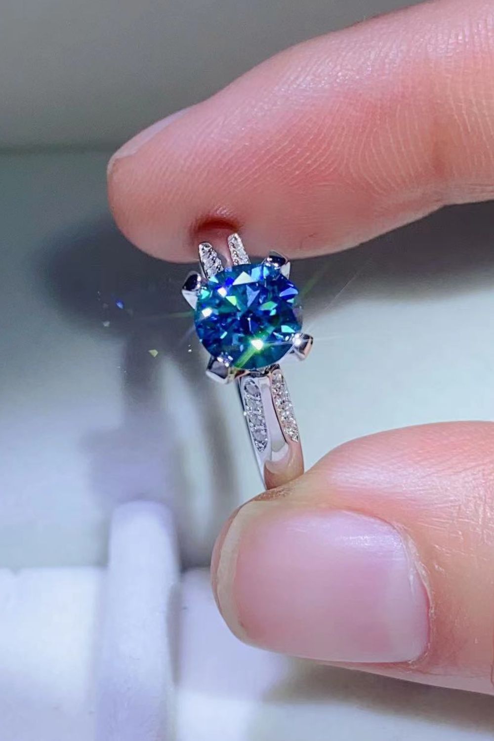 I Am Blessed 1 Carat Moissanite 4-Prong Ring