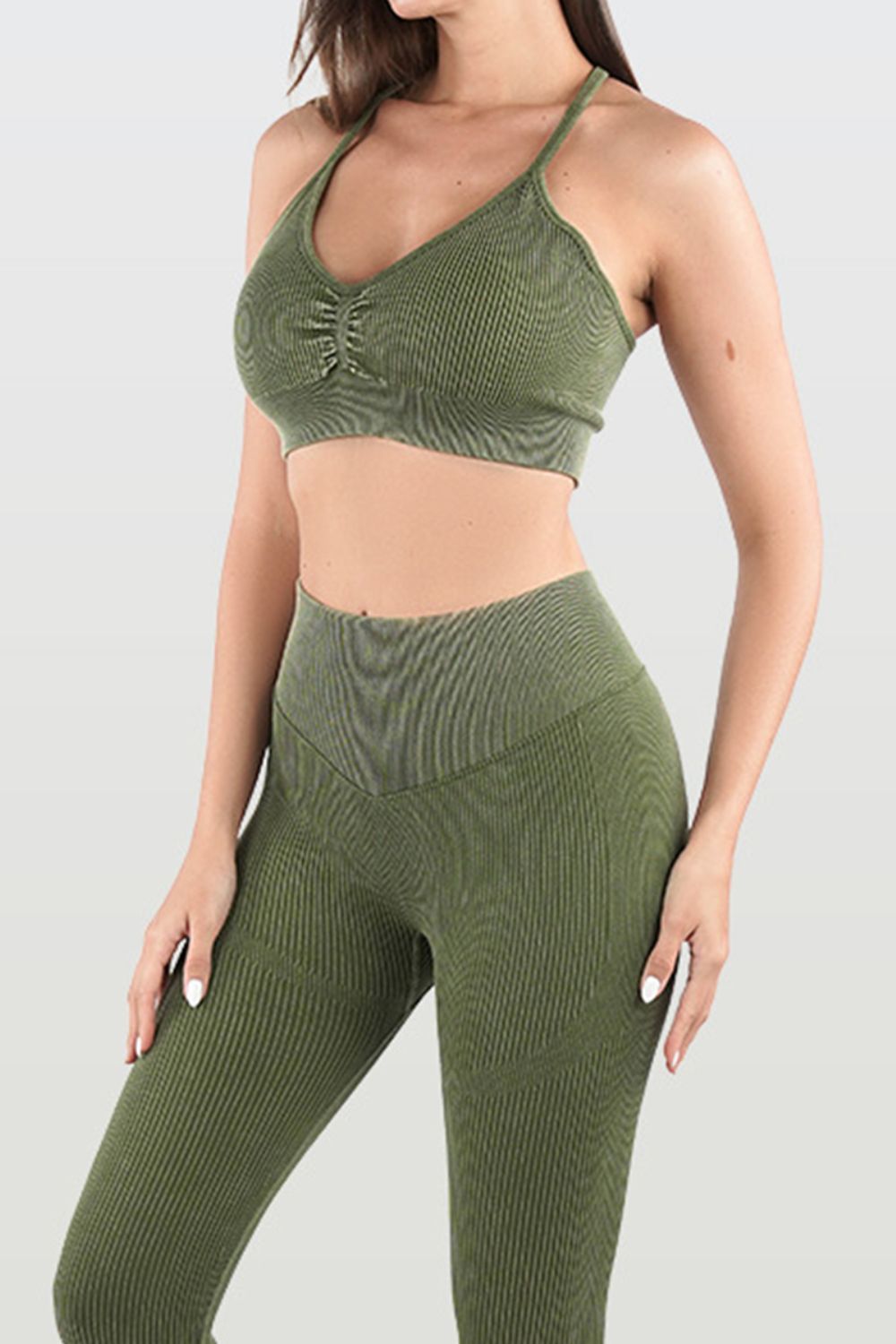 Ruched Spaghetti Strap Top and Pants Active Set