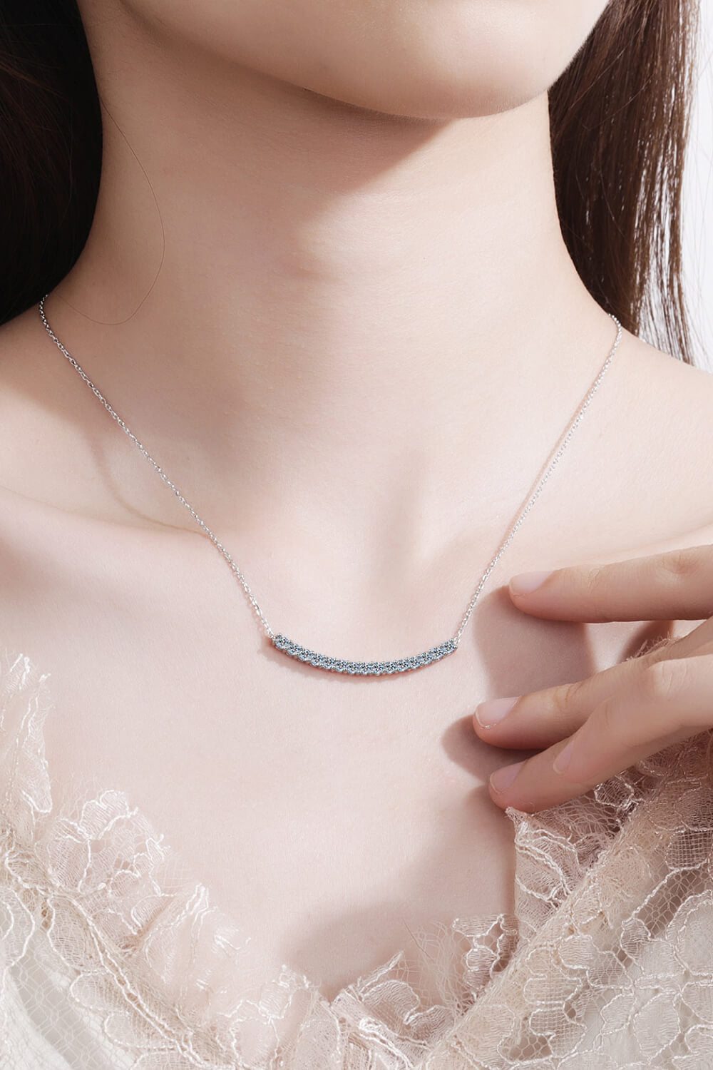 Sterling Silver Curved Bar Necklace - Sharon David's