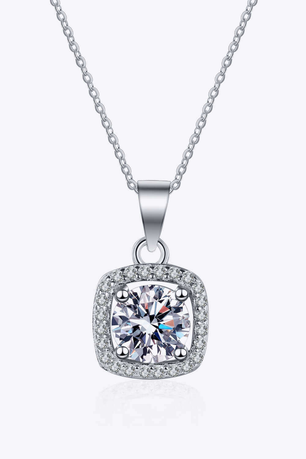 Moissanite Square Pendant Chain Necklace - Sharon David's