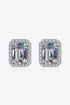 1 Carat Moissanite Rhodium-Plated Square Stud Earrings