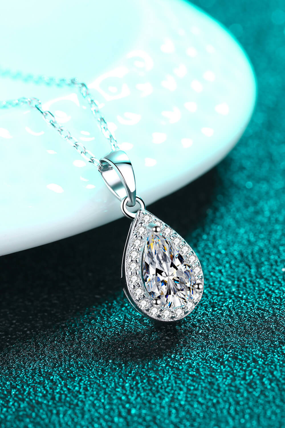 Moissanite Teardrop Pendant Necklace - Sharon David's