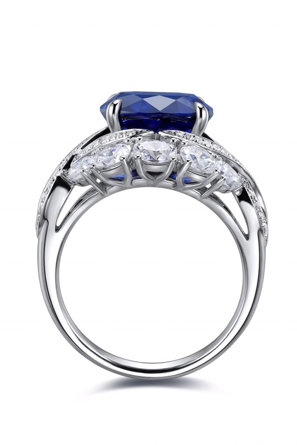 5 Carat Lab-Grown Sapphire Platinum-Plated Ring