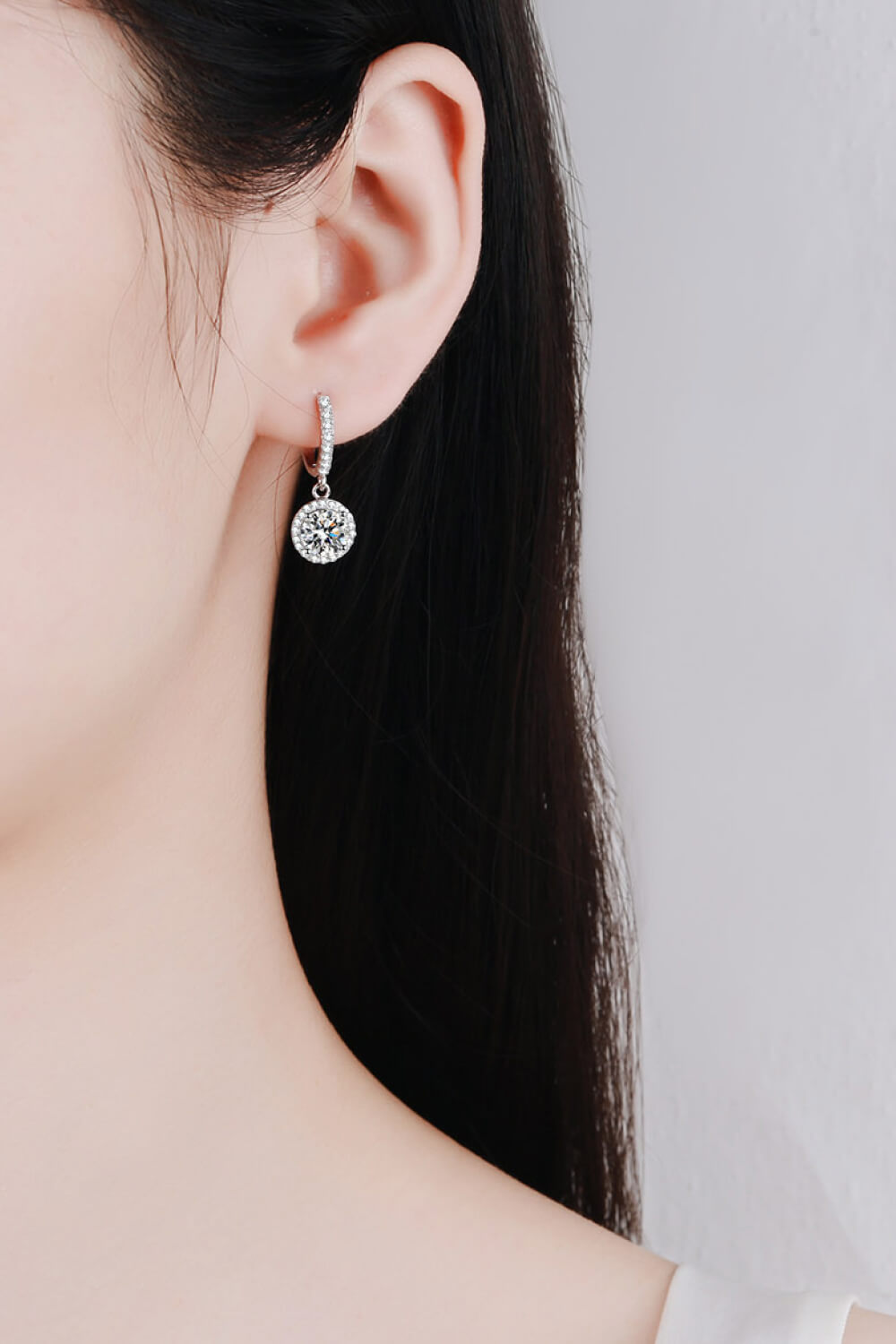 2 Carat Moissanite Round-Shaped Drop Earrings - Sharon David's