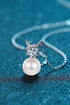 925 Sterling Silver Freshwater Pearl Moissanite Necklace - Sharon David's
