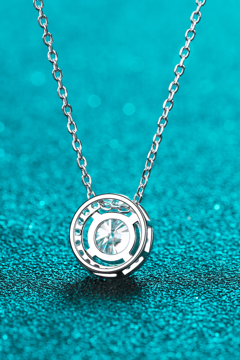 1 Carat Moissanite Round Pendant Chain Necklace - Sharon David's