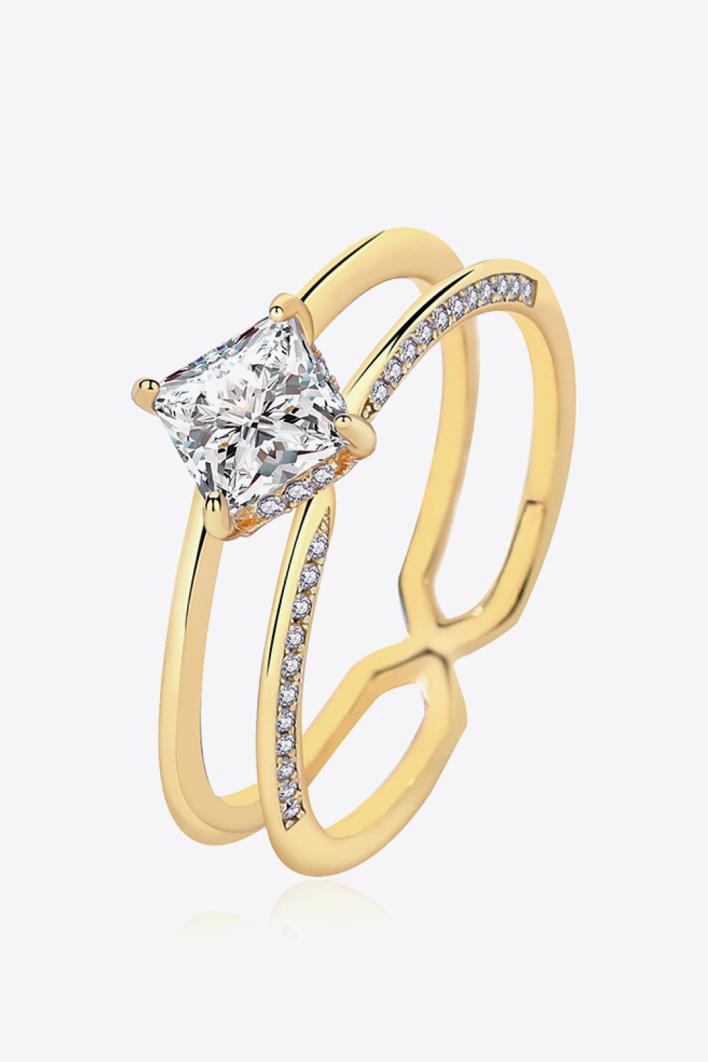 Moissanite 18K Gold-Plated Double-Layered Ring