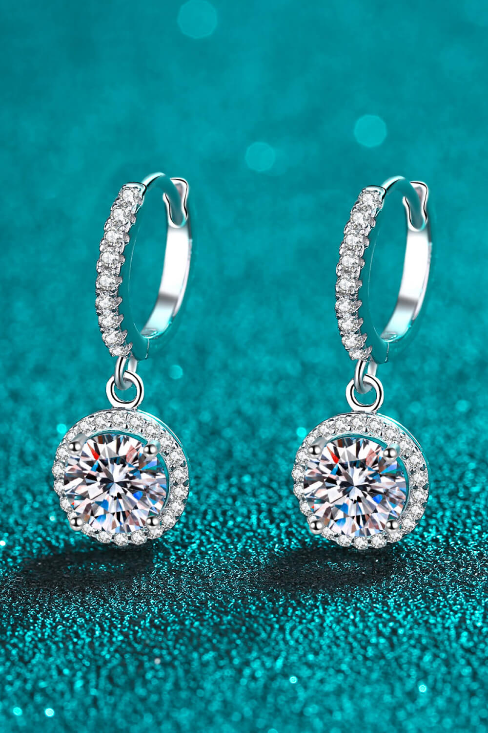 2 Carat Moissanite Round-Shaped Drop Earrings - Sharon David's