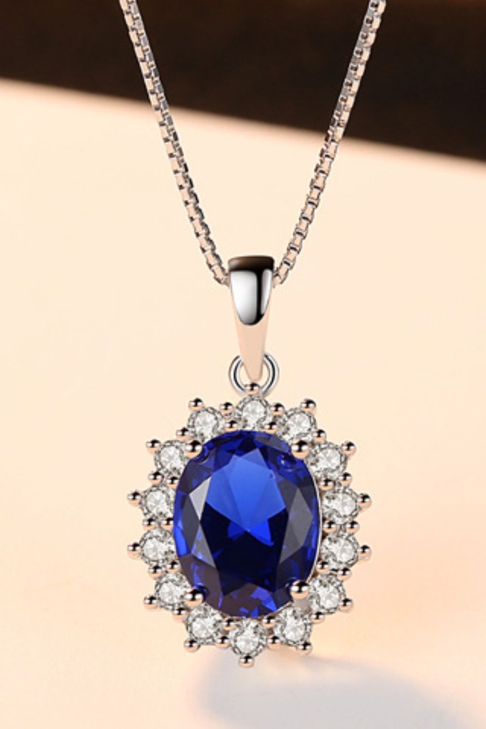 Sparkling Sapphire Pendant 925 Sterling Silver Necklace